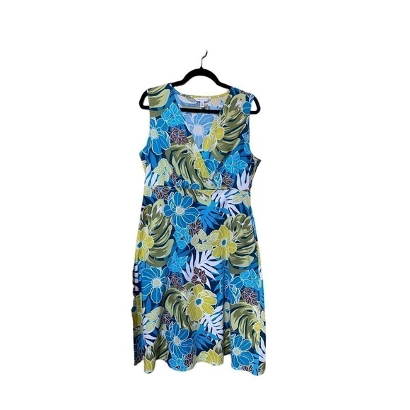 Floral sundress by Croft & Barrow stretch SZ 16 sleeveless 97%cotton 3%spandex - Picture 1 of 5